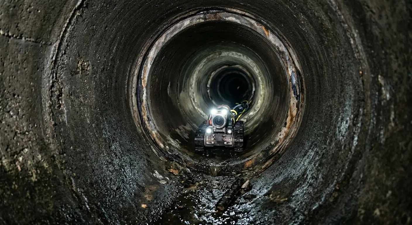 Robotic sewer camera inspecting pipe interior for Sewer Line Cleaning in Shamong